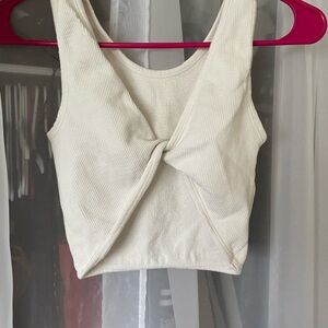 Elegant Cream Twist-Front Tank Top